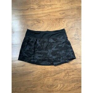 Lululemon Pace Rival Skirt Skort Black Incognito Camo Multi Tennis Women's 6